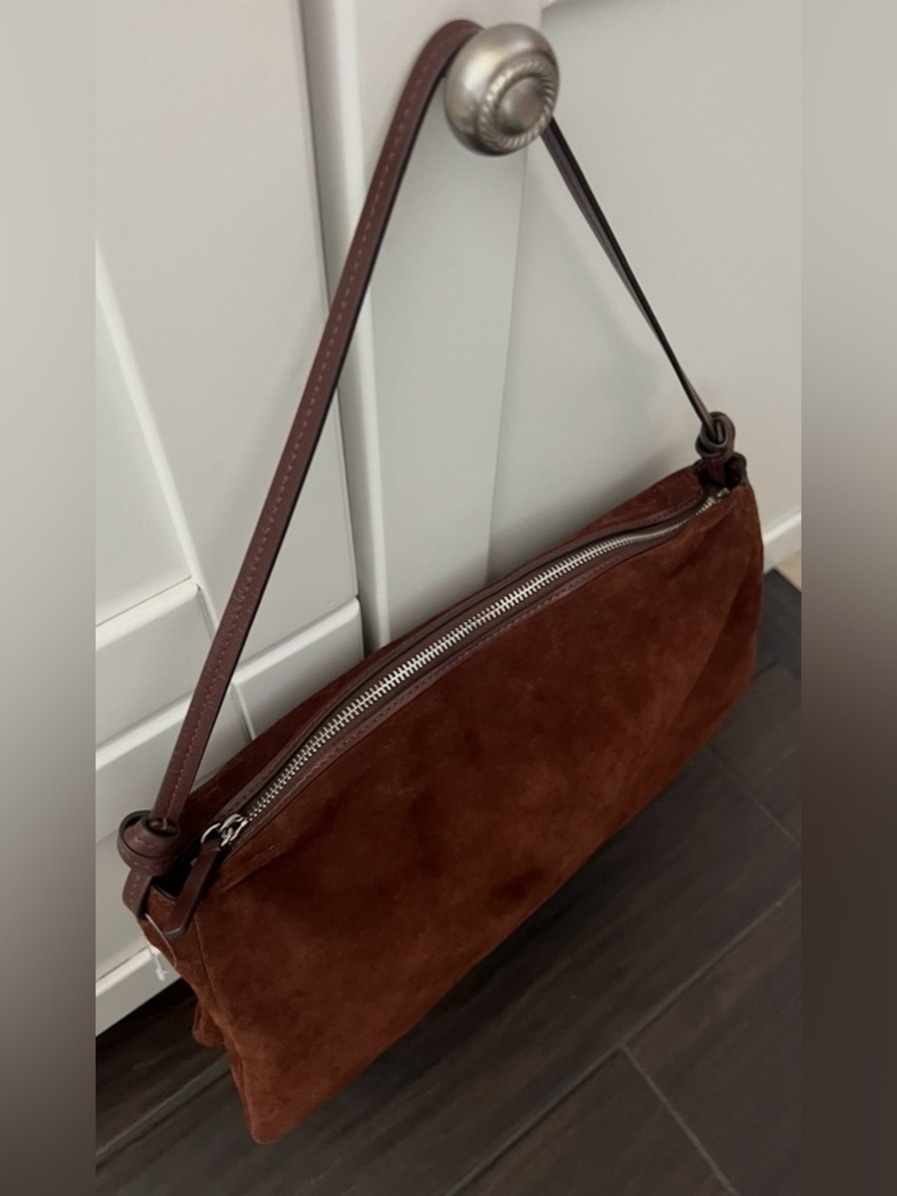 STAUD WALLY BROWN MAHAGONY SUEDE SHOULDER HANDBAG $425 - Picture 5 of 14